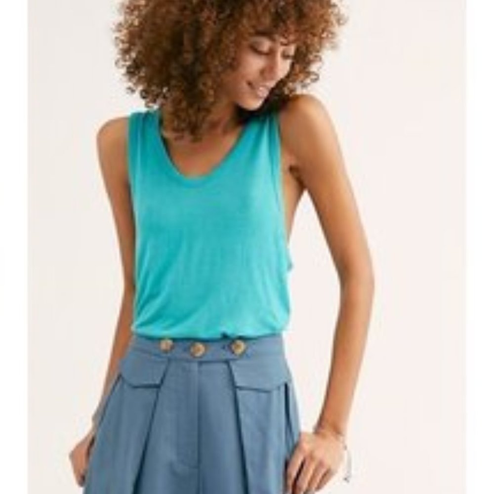 Free People Take The Plunge Tank- Turquoise